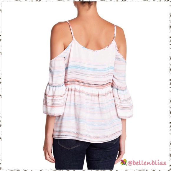 1. State Tops - Cold Shoulder Blouse Ruffle Sleeve, Sz XL